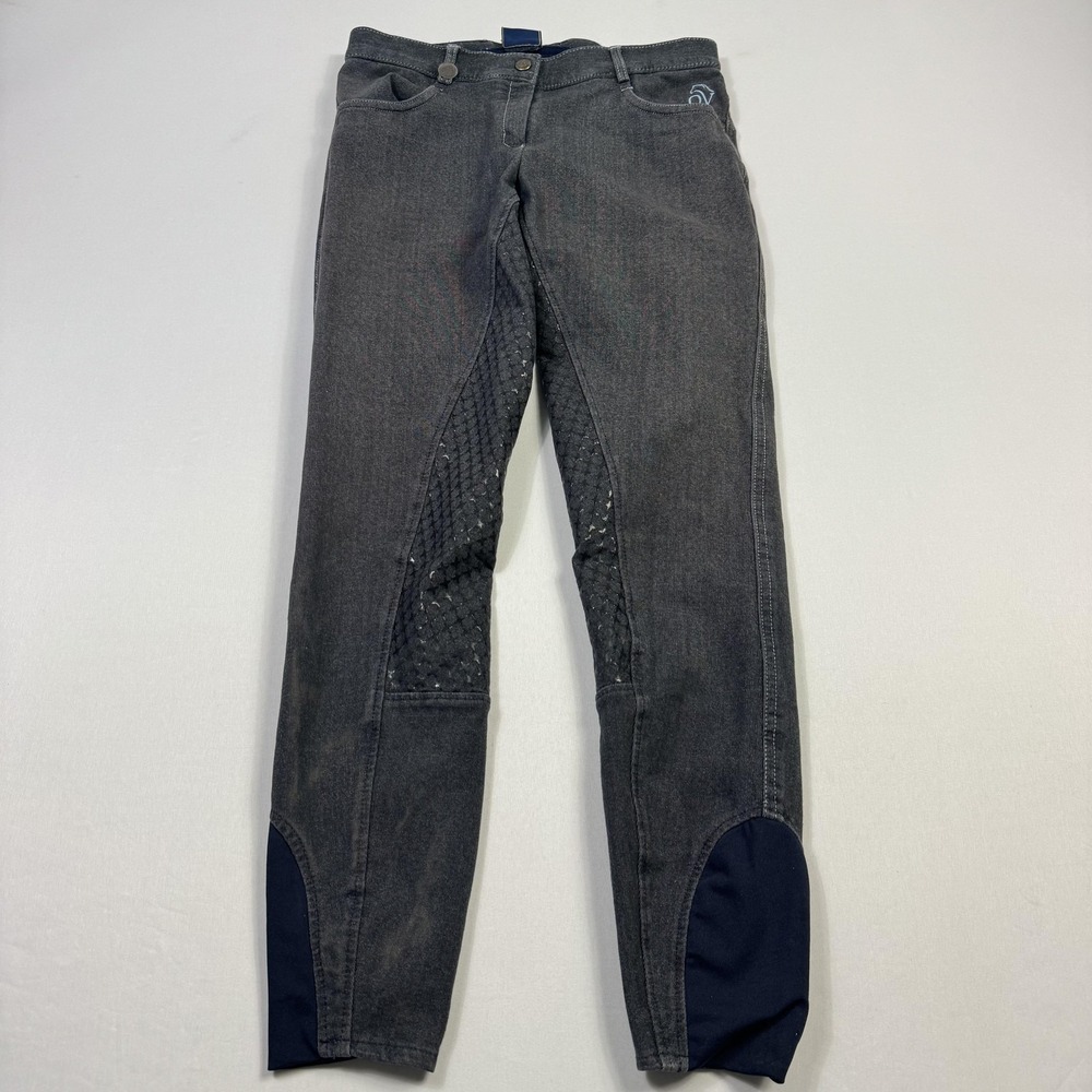 Ovation Riding Breeches Pants Womens 28 Gray Denim Full Seat Grip Equestrian